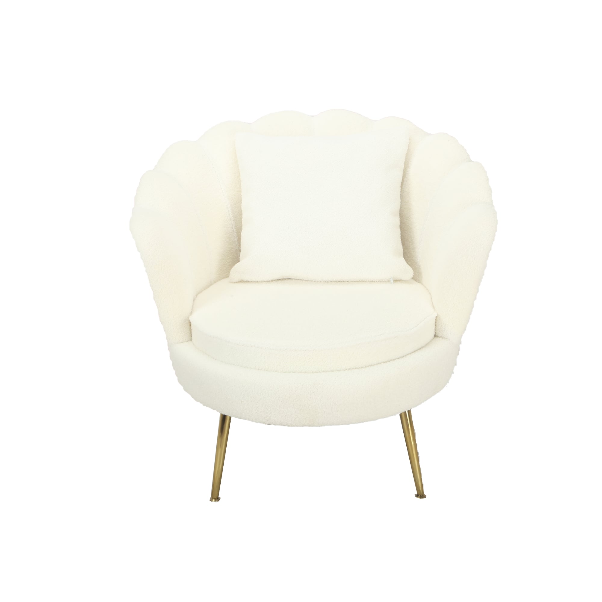 Image of Poltrona Shelly Bouclè Panna/Cromo Oro C/Cuscino